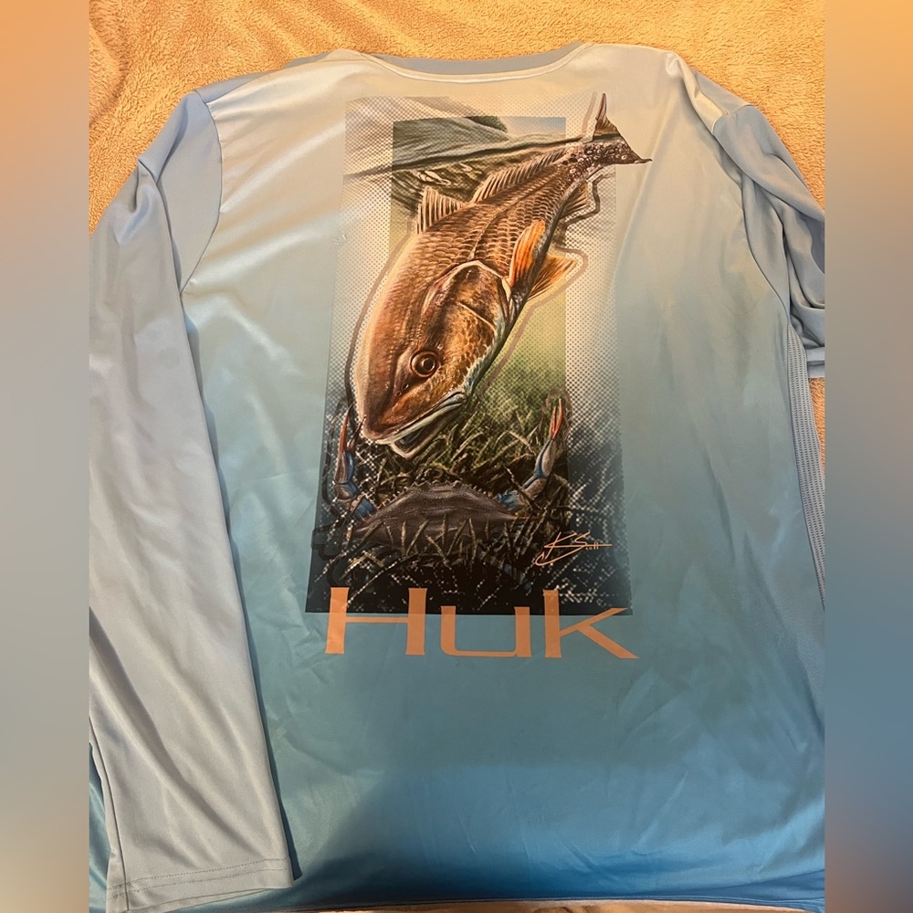 HUK 3XL Light Blue Fishing Shirt